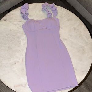 January 7 Lavender Ruffle Strap Mini Dress